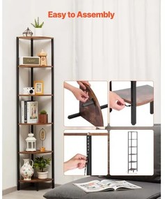 VEVOR 6 Tier Corner Shelf Tall Corner Stand with LED Light Narrow Display Rack