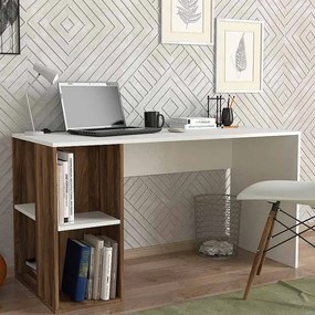 Γραφείο εργασίας Coral Megapap χρώμα λευκό - καρυδί 140x60x75εκ.