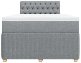 Κρεβάτι Boxspring με Στρώμα Ανοιχτό Γκρι 120x190 εκ. Υφασμάτινο - Γκρι