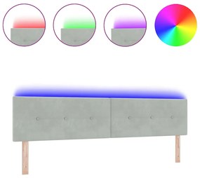 vidaXL Κεφαλάρι με φώτα λωρίδας LED Ανοιχτό γκρι 100 cm Βελούδο