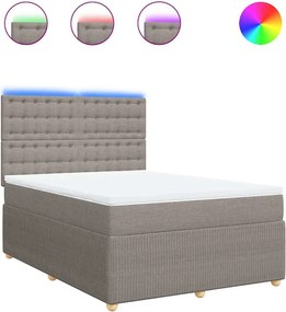 vidaXL Κρεβάτι Boxspring με Στρώμα Taupe 140x190 εκ. Υφασμάτινο