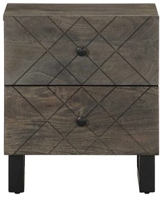 Κομοδίνα 2 τεμ. Μαύρα 40 x 33 x 46 εκ. από Μασίφ Ξύλο Μάνγκο - Μαύρο
