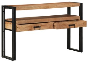 vidaXL Τραπεζάκια Σαλονιού Μαύρα 120x33x75 εκ από Μασίφ Ξύλο Ακακίας και Μέταλλο