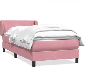 vidaXL Box Spring κρεβάτι με στρώμα ροζ 90x210 εκ. Βελούδινο