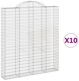 vidaXL Συρματοκιβώτια Τοξωτά 10 τεμ. 200x30x220/240 εκ. Γαλβαν. Ατσάλι