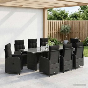 vidaXL Σετ Εξωτερικής Τραπέζης 9 τμχ. Μαύρο 240 x 90 x 75 cm