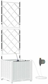 vidaXL Ζαρντινιέρες κήπου Λευκό 40 x 40 x 142 cm Ατσάλι