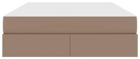 vidaXL Κρεβάτι με αποθηκευτικό χώρο και στρώμα 2 pcs Καπουτσίνο Δέρμα