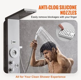 VEVOR Shower Panel Tower System 6 Modes LED &amp; Display Stainless Steel Rainfall