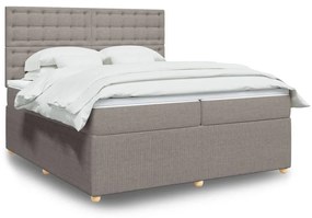 vidaXL Κρεβάτι Boxspring με Στρώμα Taupe 200x200 εκ. Υφασμάτινο