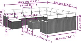 vidaXL Σετ Καναπέ Κήπου 13τεμ Μπεζ Συνθ. Ρατάν με Μαξιλάρια