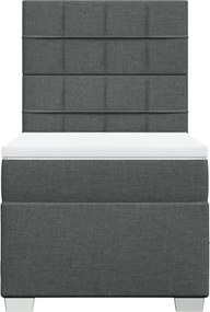 vidaXL Κρεβάτι Boxspring με Στρώμα Σκούρο Γκρι 90x200 εκ. Υφασμάτινο
