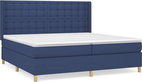 vidaXL Κρεβάτι Boxspring με Στρώμα Μπλε 200x200 εκ. Υφασμάτινο