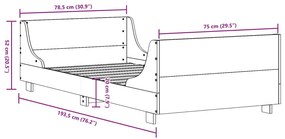 Σκελετός Κρεβ. Χωρίς Στρώμα Καφέ Κεριού 75x190 εκ Μασίφ Πεύκο - Καφέ