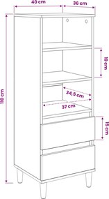 vidaXL Highboard Artisan Δρυς 40 x 36 x 110 εκ. Επεξεργασμένο Ξύλο