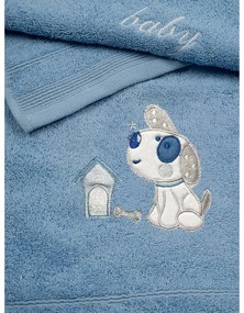 Σετ πετσέτες κεντητές Dog 07 Blue/Blue