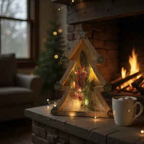 Δέντρο ξύλινο με γκι και φως με ονόματα