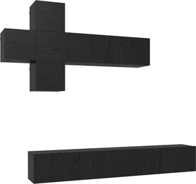 vidaXL Σετ επίπλου τηλεόρασης 7 pcs Μαύρη Δρυς Επεξεργασμένο Ξύλο