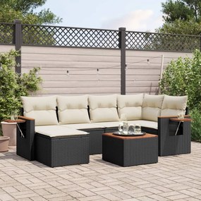 vidaXL Patio Sofa Set 6-θέσια Black and Cream