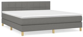 Κρεβάτι Boxspring με Στρώμα Σκούρο Γκρι 180x200 εκ Υφασμάτιν - Γκρι