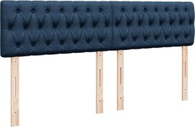 vidaXL Κρεβάτι Boxspring με Στρώμα Μπλε 200x200 εκ. Υφασμάτινο