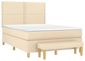 Κρεβάτι Boxspring με Στρώμα Κρεμ 140x200 εκ. Υφασμάτινο - Κρεμ