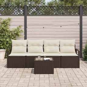 vidaXL Σετ Καναπέ Κήπου με μαξιλάρι 5 pcs Καφέ, Κρέμα 55 x 55 x 37 εκ