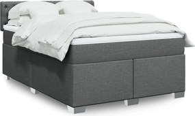 vidaXL Κρεβάτι Boxspring με Στρώμα Σκούρο Γκρι 140x190 εκ. Υφασμάτινο