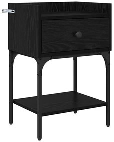 vidaXL Κομοδίνο 2 pcs Μαύρη Οξυά 40 x 29 x 60 εκ Επεξεργασμένο ξύλο