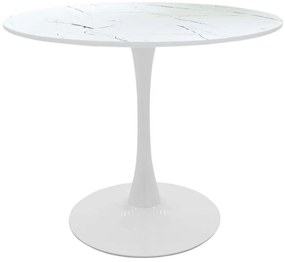 Τραπέζι Balou I 127-000167 Φ120x75cm Marble Effect White Mdf,Μέταλλο