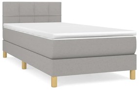 Κρεβάτι Boxspring με Στρώμα Ανοιχτό Γκρι 100x200 εκ. Υφασμάτινο - Γκρι