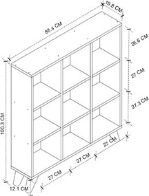 Βιβλιοθήκη Dokia Megapap χρώμα λευκό 88,4x19,8x100,3εκ.