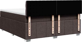 vidaXL Κρεβάτι Boxspring με Στρώμα Σκούρο Καφέ 200x200 εκ. Υφασμάτινο