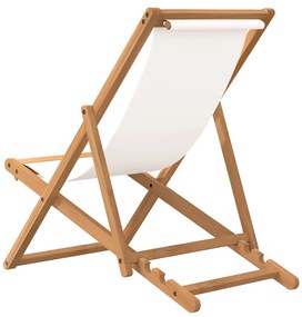 vidaXL Ξαπλώστρα Κρεμ 56 x 105 x 96 εκ. από Ξύλο Teak