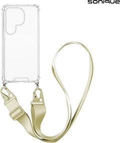 Θήκη Σιλικόνης με Strap Sonique Armor Clear Samsung Galaxy S25 Ultra Μπεζ