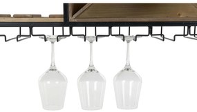 Μπουκαλοθήκη DKD Home Decor 80 x 24 x 44 cm Έλατο Φυσικό Μαύρο Μέταλλο Καφέ Ξύλο MDF