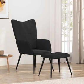 vidaXL Πολυθρόνα Relax Μαύρη Υφασμάτινη με Σκαμπό