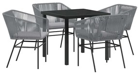 vidaXL Σέτ φαγητού για κήπο 5 pcs Γκρι Πολυ ράταν