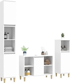 vidaXL Σετ Επίπλων Μπάνιου 3 Τεμαχίων Λευκό από Επεξεργασμένο Ξύλο