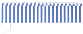 vidaXL Τέντα Αυτόματη με Σκίαστρο/LED/Αισθ. Ανέμου Μπλε/Λευκό 5 x 3 μ.