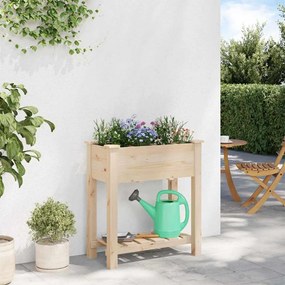vidaXL Γλάστρα Κήπου με ράφι Μπεζ 71 x 37 x 76.5 εκ Στερεό ξύλο έλατου