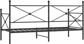 vidaXL Κρεβάτι ημέρας χωρίς στρώμα Μαύρο 90x200 cm Ατσάλι