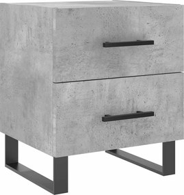 vidaXL Κομοδίνα 2 τεμ. Γκρι Σκυροδεμ. 40 x 35 x 47,5 εκ. Επεξεργ. Ξύλο