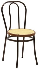 Chair Vienna with PE Rattan Seat Καφέ Σφυρήλατο