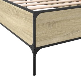 vidaXL Πλαίσιο Κρεβατιού Sonoma Δρυς 100x200 εκ. Επεξ. Ξύλο &amp; Μέταλλο