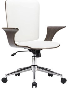 Καρέκλα Γραφείου Περιστρεφόμενη Λευκή Συνθ. Δέρμα/Λυγισμ. Ξύλο