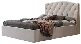 Επενδυμένο Κρεβάτι ROYAL Μπαούλο Διπλό Ύφασμα Εκρού 160x200εκ. 170x220x120 εκ.