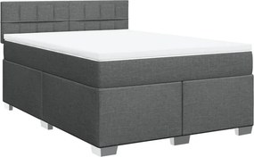 vidaXL Κρεβάτι Boxspring με Στρώμα Σκούρο Γκρι 140x190 εκ. Υφασμάτινο