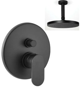 Armando Vicario Slim Black Matt Μίκτης Εντ. 2 Εξ. με Εκτροπέα+Ανακλινόμενη Κεφαλή Round Ø20εκ+Μπράτσο Οροφής