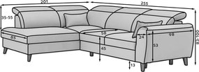 Γωνιακός καναπές Vuelta-Kafe-Αριστερή - 255.00Χ201.00Χ100.00cm